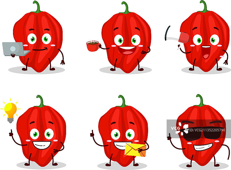 新的红色哈瓦那辣椒卡通形象图片素材