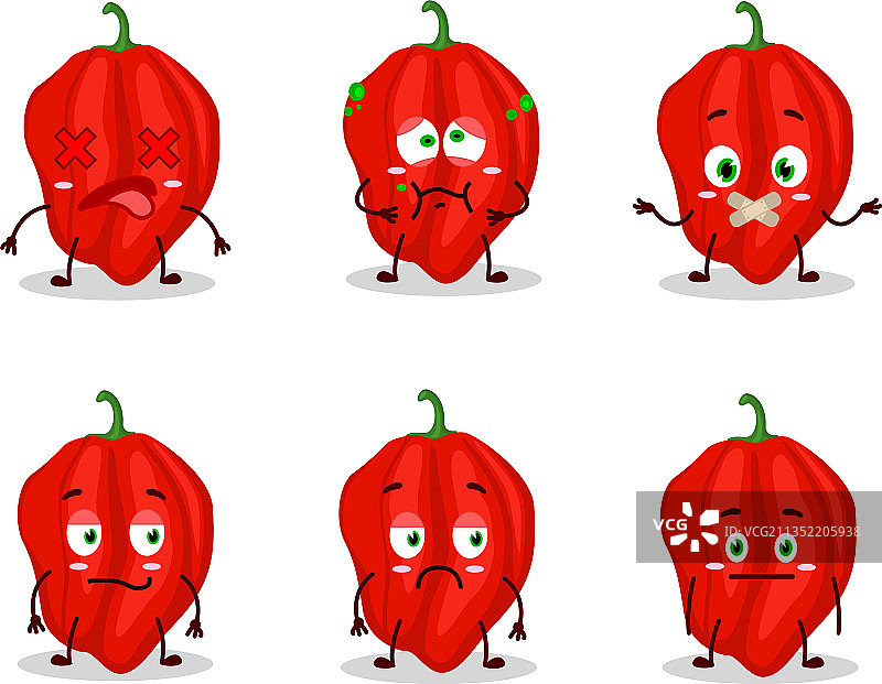 卡通红色哈瓦那辣椒角色，带有拒绝图片素材