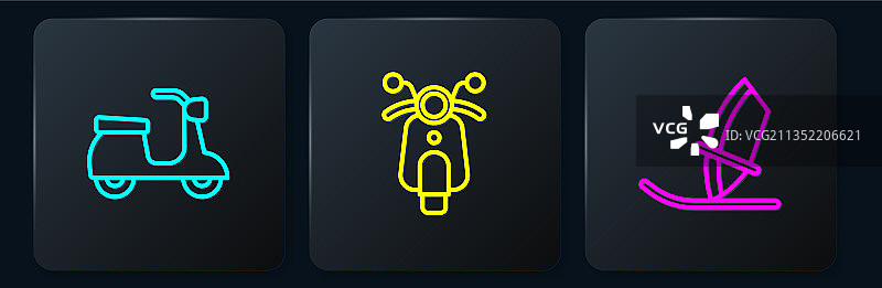 滑板车帆板黑色方块线条组合图片素材