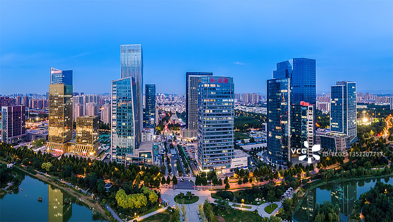 航拍山东淄博金融中心图片素材