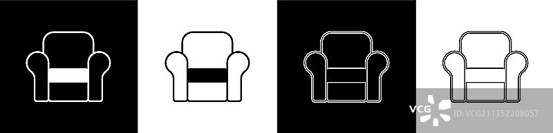 黑白扶手椅图标组合图片素材