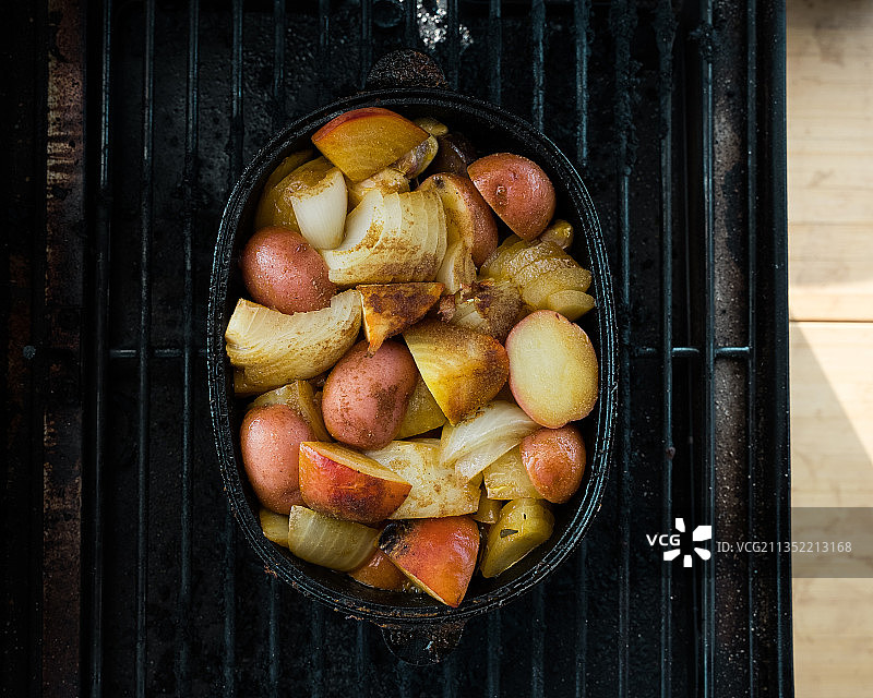 美国科罗拉多州圣胡安山脉的篮装土豆俯视图图片素材