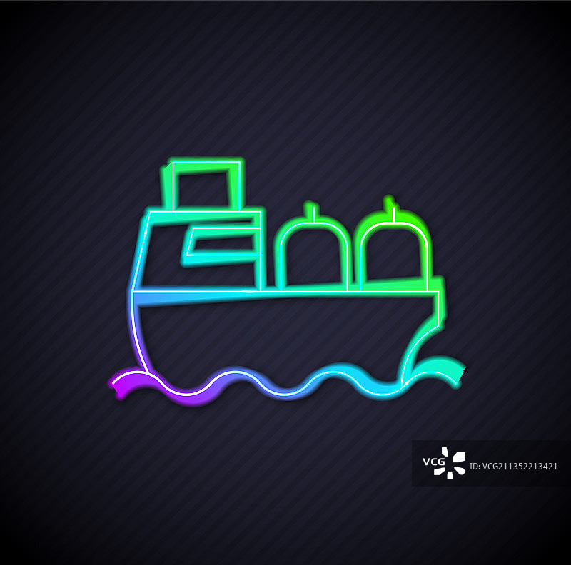 发光的霓虹灯线油轮船图标图片素材
