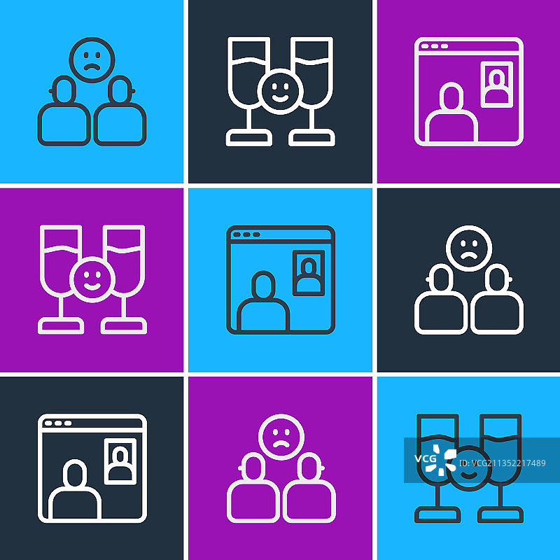 复杂关系视频聊天指南针线条组合图片素材