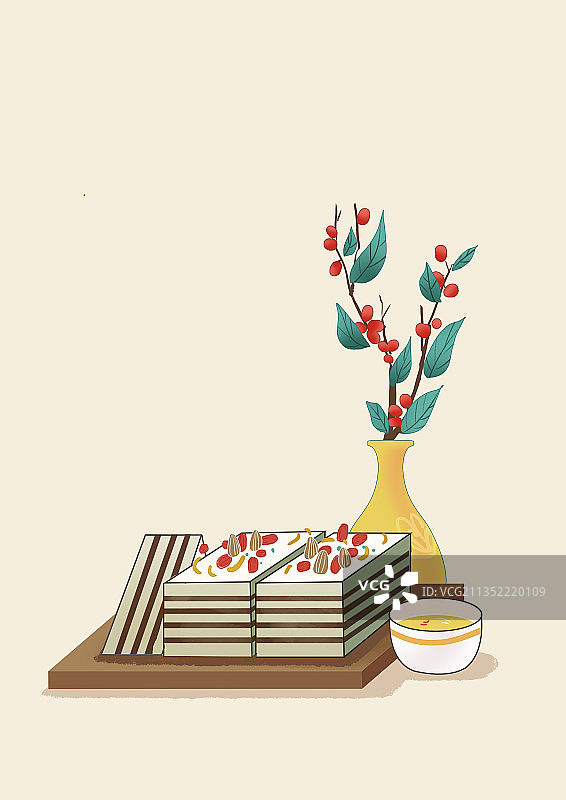 重阳节重阳糕点美食插画元素图片素材