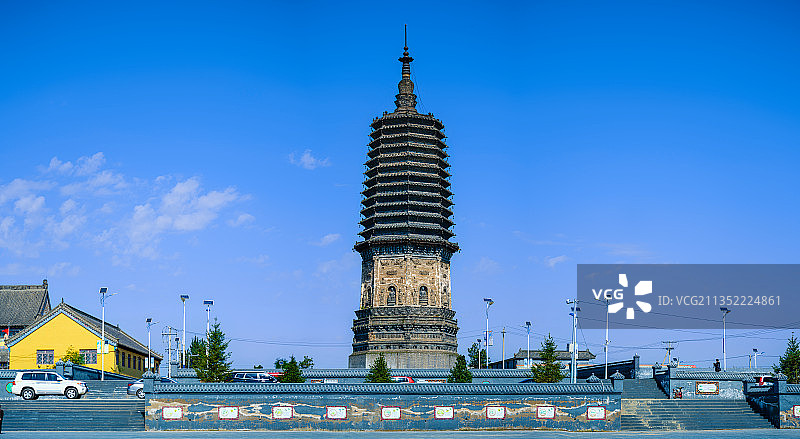 辽宁省沈阳市新民市辽滨塔巨幅全景图片素材