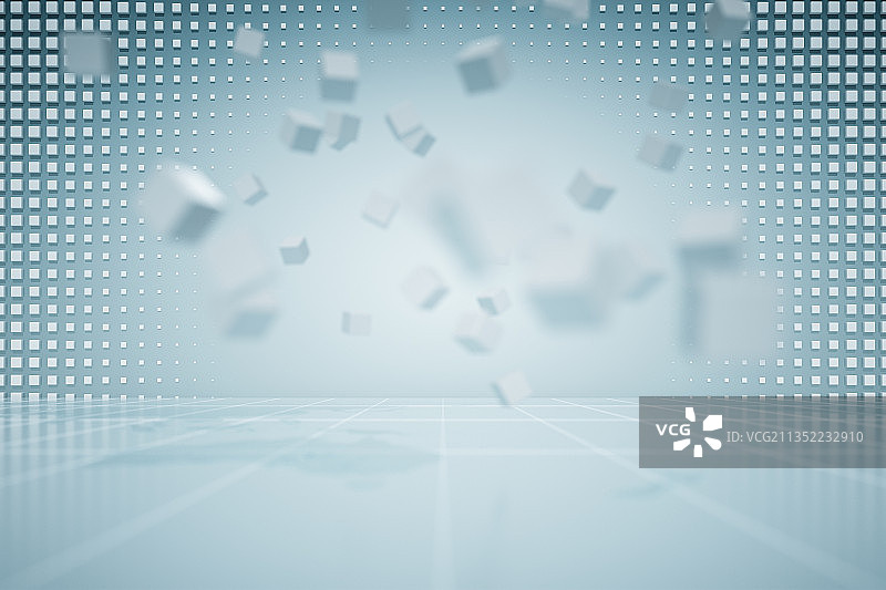 科技感的抽象立方体浅蓝色背景图片素材