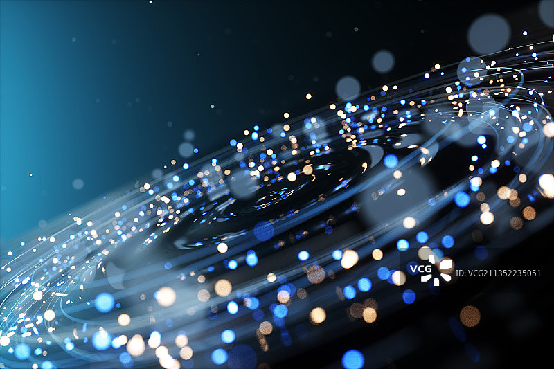 波纹水面悬浮发光粒子带有线条的虚化背景图片素材