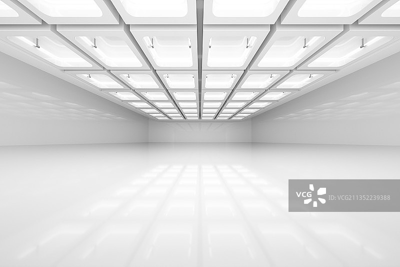 白色3D空间背景发光顶灯图片素材