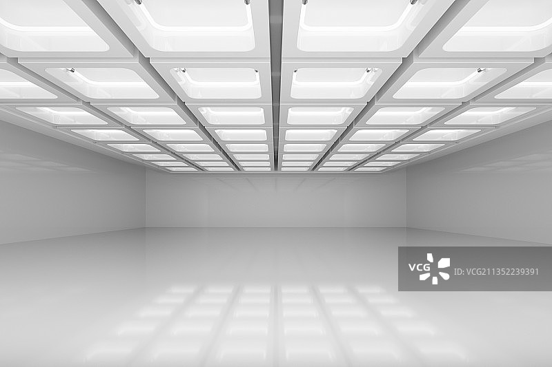白色3D空间背景发光顶灯图片素材