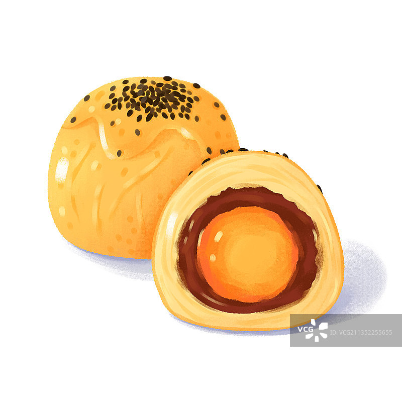 美食蛋黄酥插画图片素材