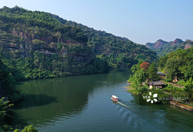 广东省韶关市仁化县中国红石公园丹霞山旅游风景区长老峰景区航拍图片素材