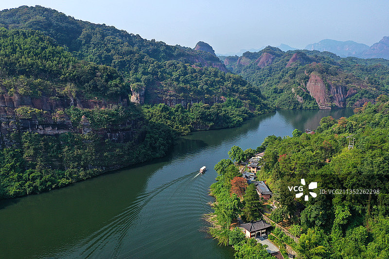 广东省韶关市仁化县中国红石公园丹霞山旅游风景区长老峰景区航拍图片素材
