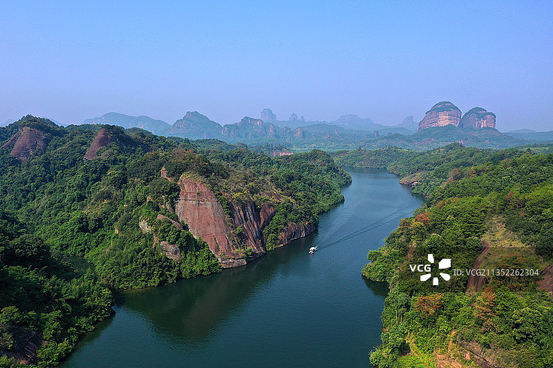 广东省韶关市仁化县中国红石公园丹霞山旅游风景区长老峰景区航拍图片素材