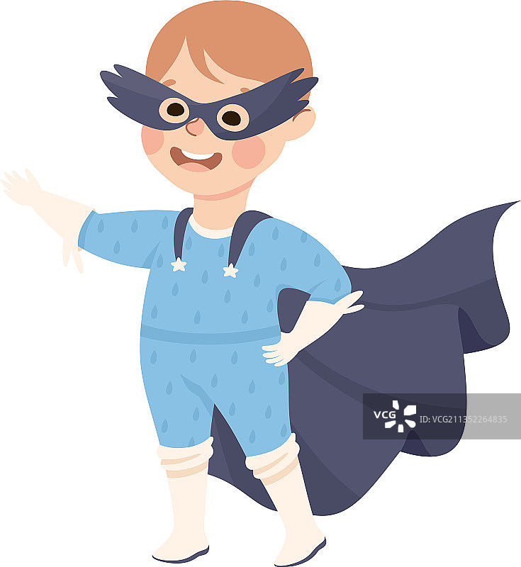 穿着超级英雄服装假装的小男孩图片素材