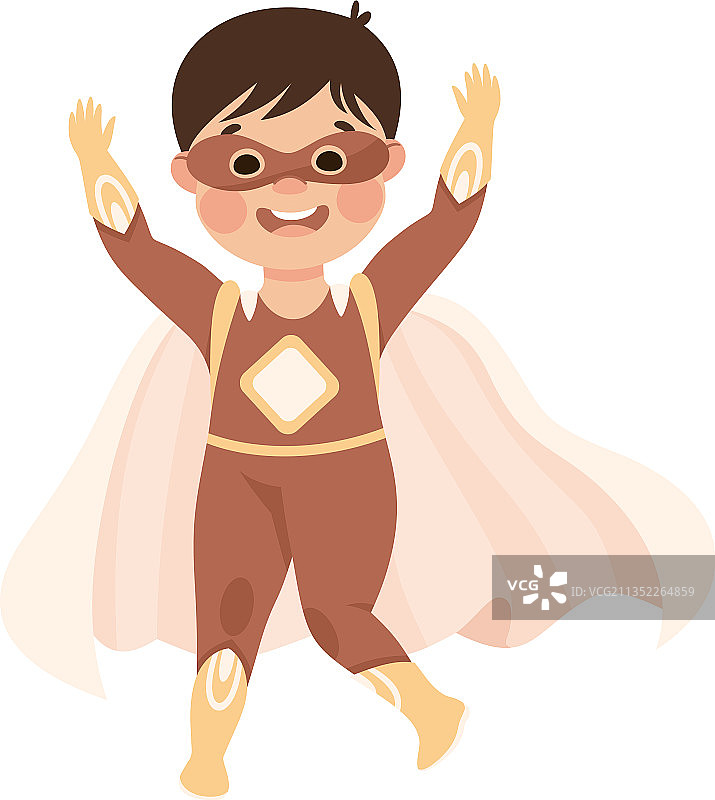 穿着超级英雄服装假装的小男孩图片素材