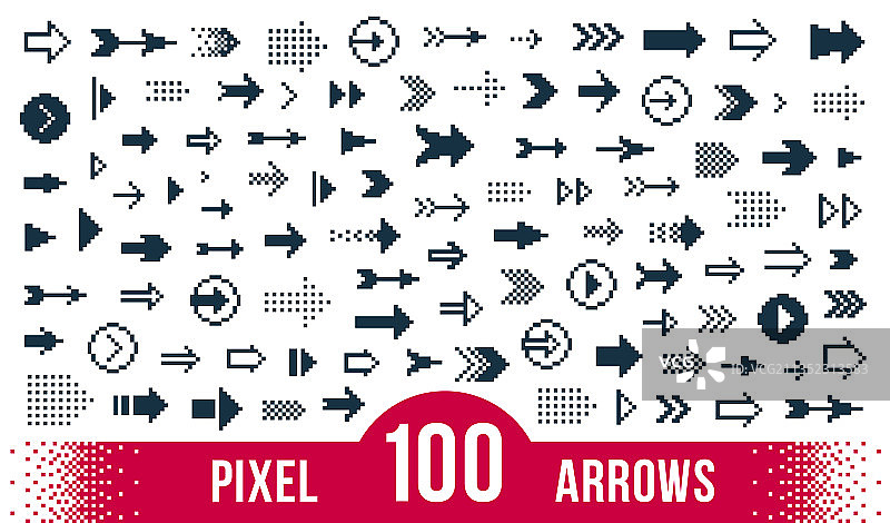 8位像素箭头大图标集图片素材