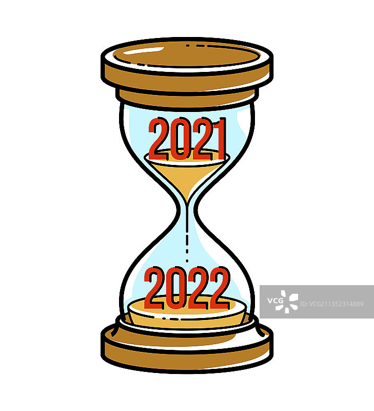 带有2021和2022年份的沙漏图片素材