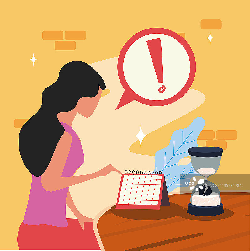 看日历的女人图片素材