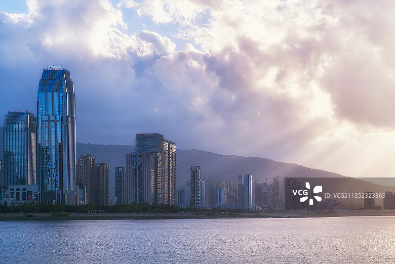 福州三江口生态公园闽江两岸风光（2021年国庆开园）图片素材