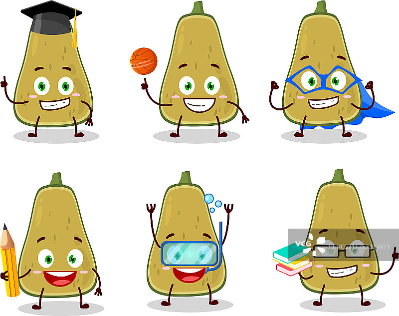卡通学生与南瓜切片图片素材