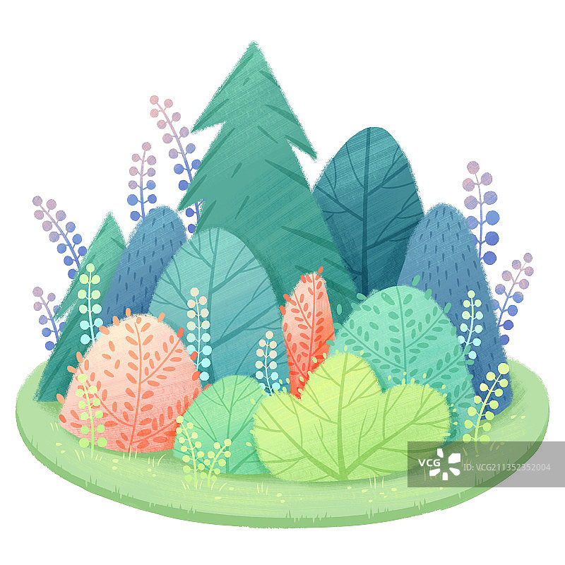 植物小场景插画图片素材