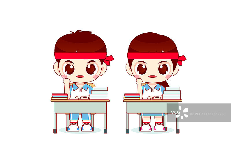 卡通奋战考试学生图片素材