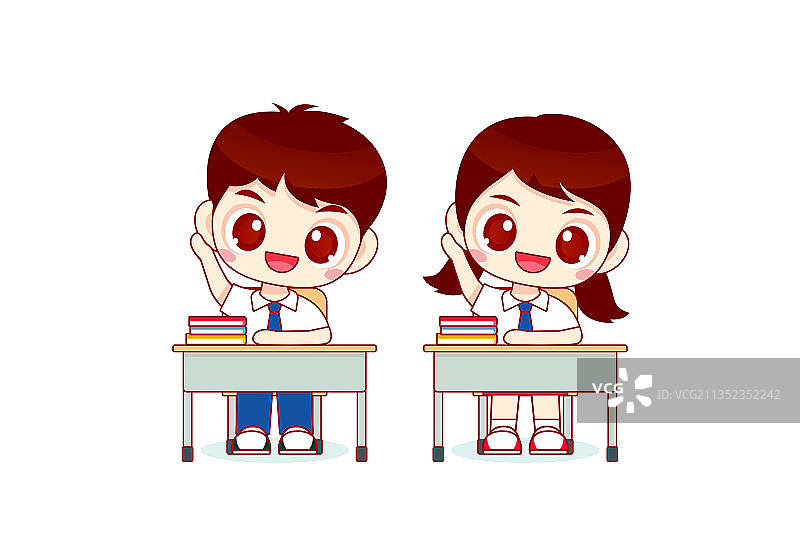 卡通课堂举手学生图片素材