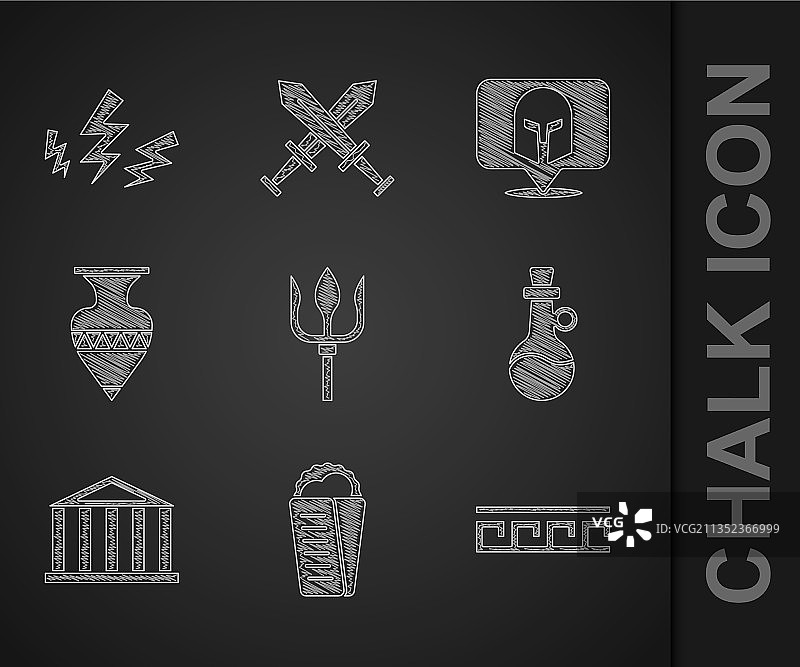 海王波塞冬三叉戟希腊肉夹馍套装图片素材