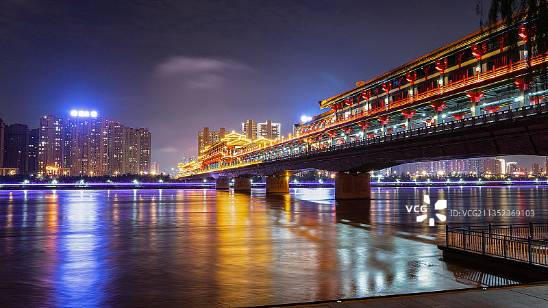 咸阳古渡廊桥图片素材