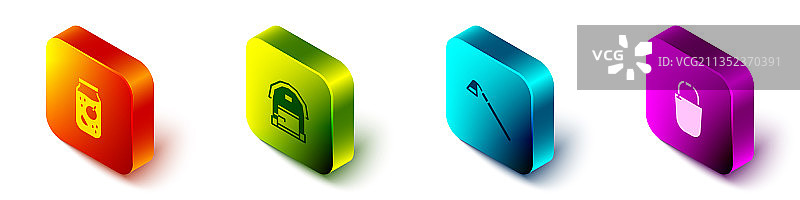 2.5D果酱罐农舍花园锄头元素套装图片素材