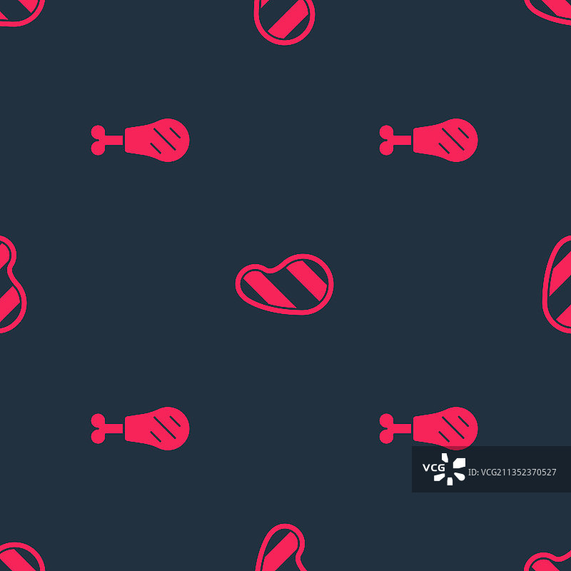 鸡腿和牛排肉无缝图案图片素材