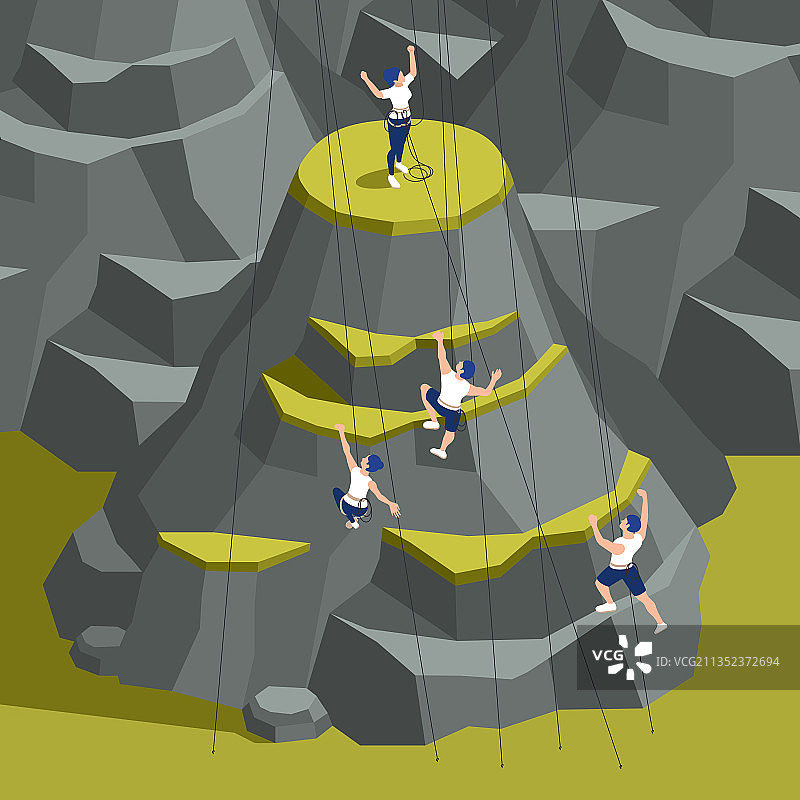 攀岩2.5D等距构图图片素材