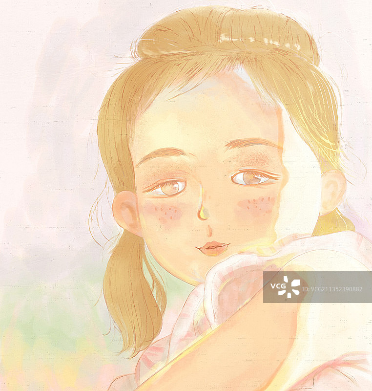 阳光下的女童图片素材