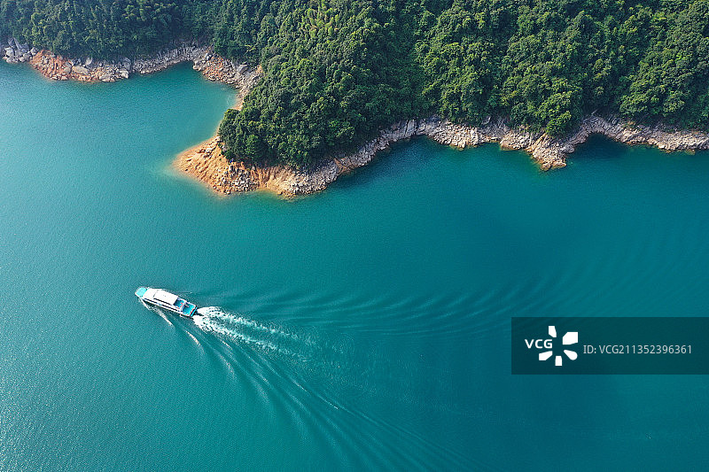 湖南省郴州资兴市东江湖国家级名胜风景区东江大坝航拍图片素材