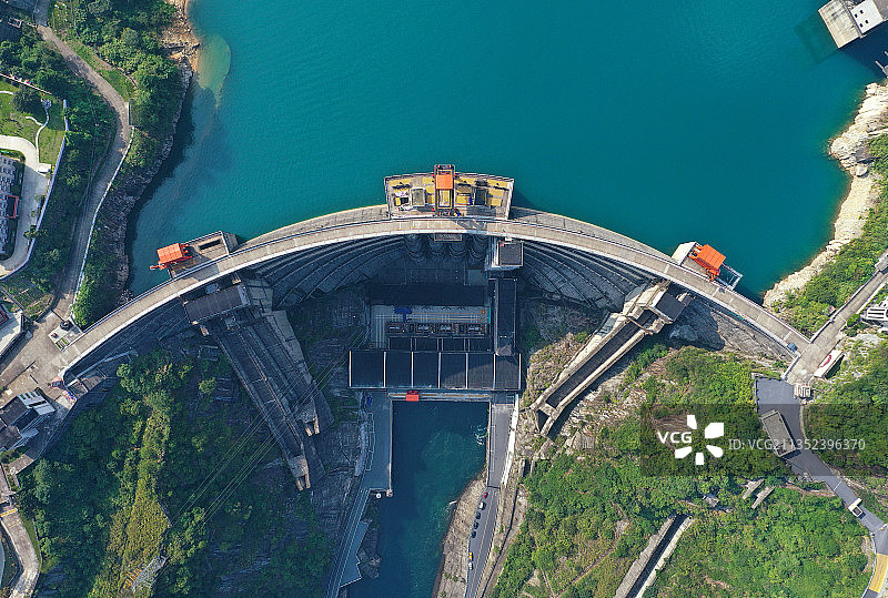 湖南省郴州资兴市东江湖国家级名胜风景区东江大坝航拍图片素材