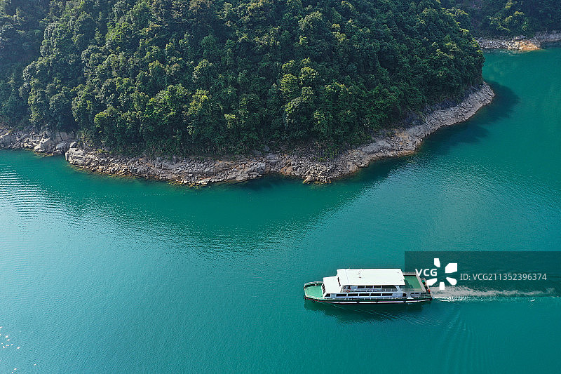 湖南省郴州资兴市东江湖国家级名胜风景区东江大坝航拍图片素材