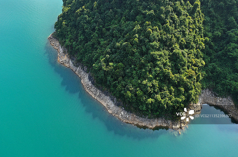 湖南省郴州资兴市东江湖国家级名胜风景区东江大坝航拍图片素材