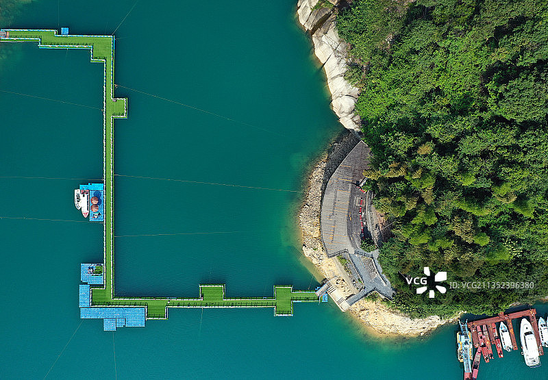 湖南省郴州资兴市东江湖国家级名胜风景区东江大坝航拍图片素材