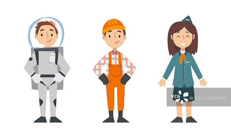 有不同职业的可爱女孩和男孩图片素材