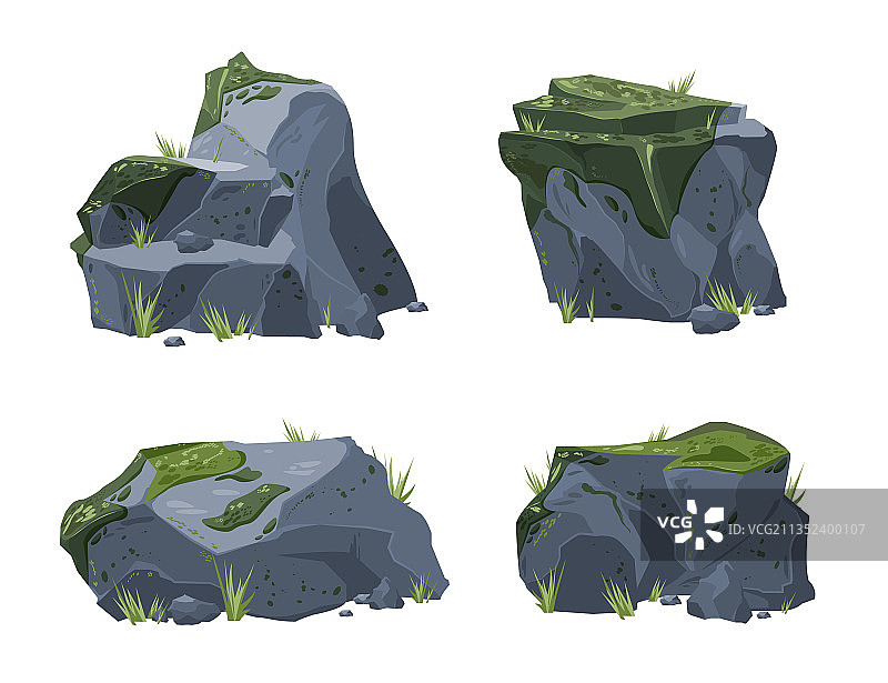 逼真的岩石苔藓素材图片素材