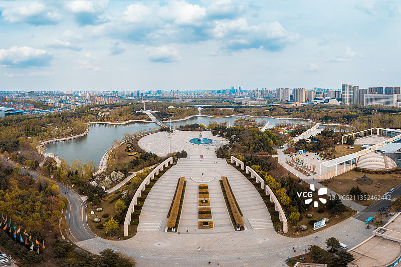 长春世界雕塑公园全景航拍图片素材