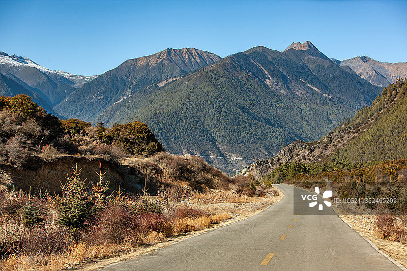 西藏公路、笔直、汽车广告背景图、自驾游、荒漠、高原公路图片素材