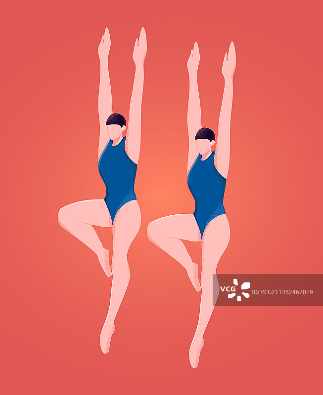 跳水双人插画图片素材
