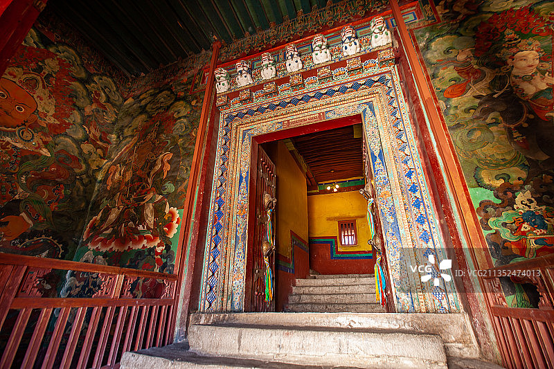 布达拉宫内部、墙画、唐卡、宗教、西藏文化、图片素材