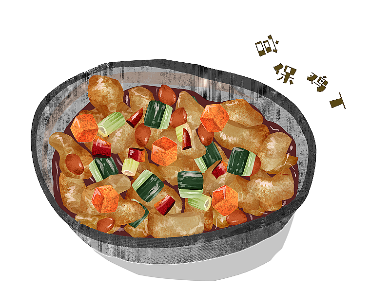 宫保鸡丁插画元素图片素材