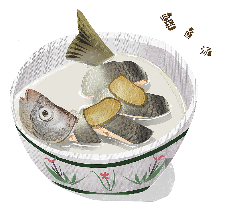 鲫鱼汤插画元素图片素材