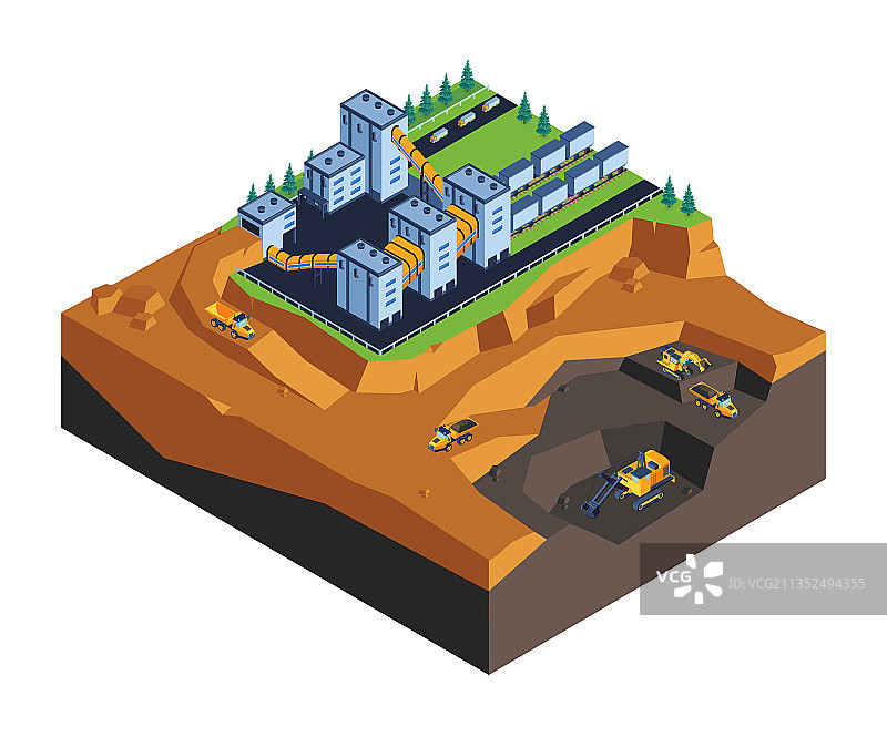 采矿业2.5D组合图片素材