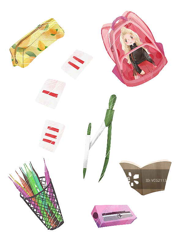 小学生用具插画图片素材