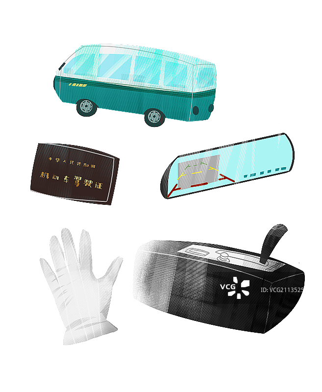 公交司机用品插画元素图片素材
